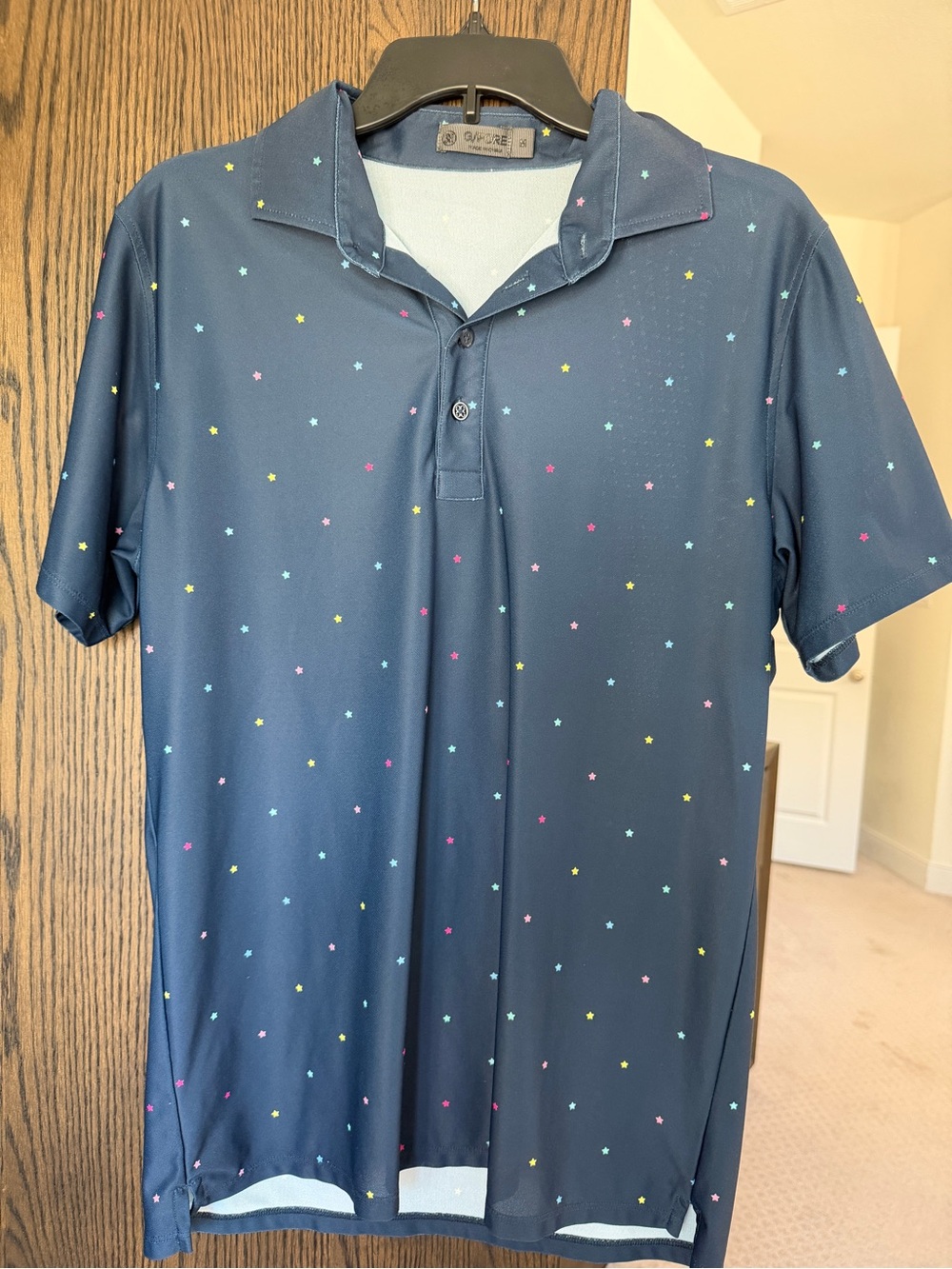 G/FORE Navy Polo with Multicolor Star Motif